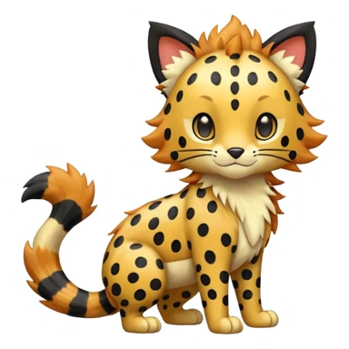 Glossy Sparkly Gembonded Spotty Stripy Hairy Floofy-Poofy Liepard-Linoone-Litten-Pokémon-fusion-creature (full body) sticker
