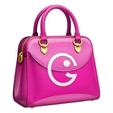 "Bolsa fucsia con asas, logo blanco de DRUNI PERFUMERÍAS, estilo emoji, fondo transparente" sticker