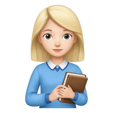 cute girl, glass, smart, Sky-blue colored clothing,
holding a book in one arm and a pen in the other hand.Holding a pen in the right hand as if teaching. sticker