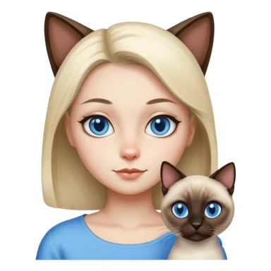 girl siamese cat sticker