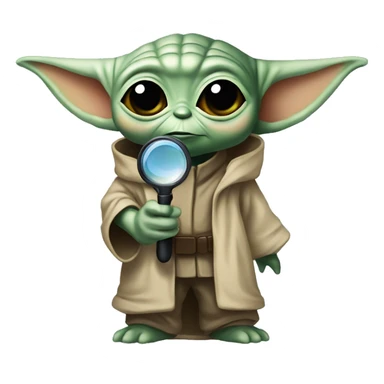 baby yoda with a detective magnifying glass sticker