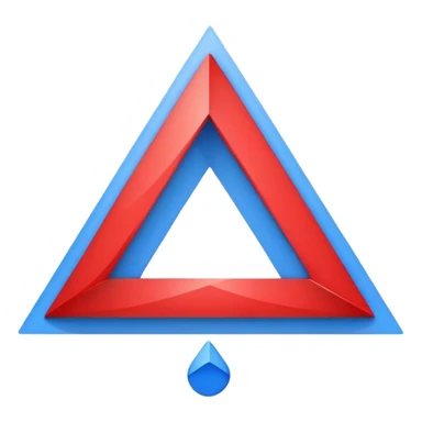 A red triangle on left, and a blue square on right. A center gray circular shape links the red triangle and blue square. The interlocking shapes form a design resembling the number 8 or an infinity symbol. sticker