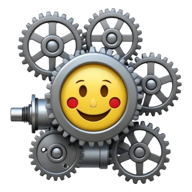 Industrial mechanical motor with a smiley face sticker