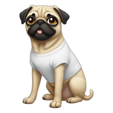 pug wearing a t-shirt sticker