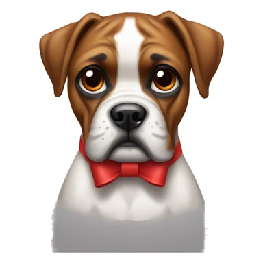 Boxer dog with a red bow on her neck and no bow on her head sticker