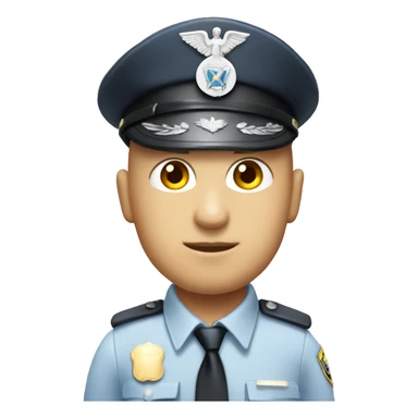 A White Police man bald with cap with Big ANGEL WINGS sticker