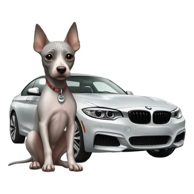 American Hairless Terrier with bmw sticker