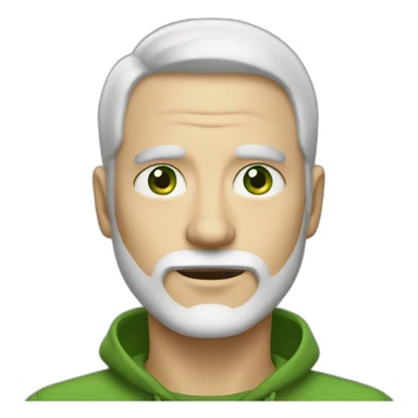 mature man with little hair, white beard and green eyes sticker