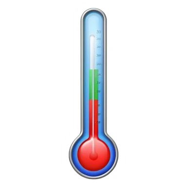 A straight thermometer has 5 colors on it, no round ball or circle at first  sticker