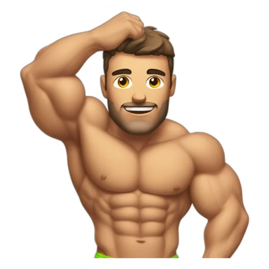 Shredded muscular manly man in swimsuit with 12 pack abs sticker
