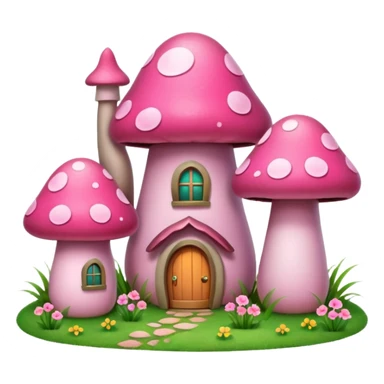 pink mushroom houses sticker