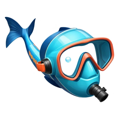 An icon featuring a close-up of a freediving mask and snorkel, with a breath-holding diver's fins, set against a vibrant underwater world. The design includes coral reefs, fish, and bubbles, symbolizing the serene beauty and thrill of freediving. Transparent background highlights the calm sticker