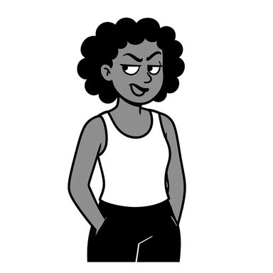 Make the Jamaican woman's side eye expression sassier. The original style is doodle style, but since doodle style does not support editing, please keep the look consistent while enhancing the sassiness of the expression. sticker