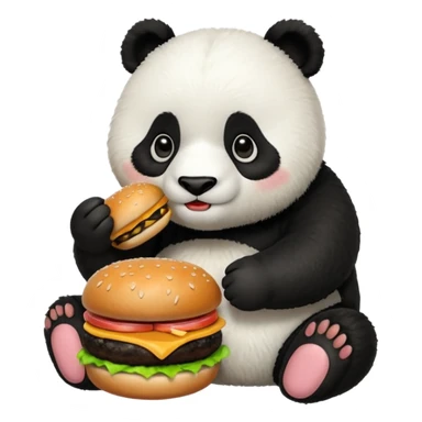 panda eating burger sticker