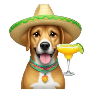 dog in sombrero holding margarita sticker