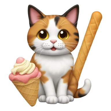 calico cat with icecream  sticker
