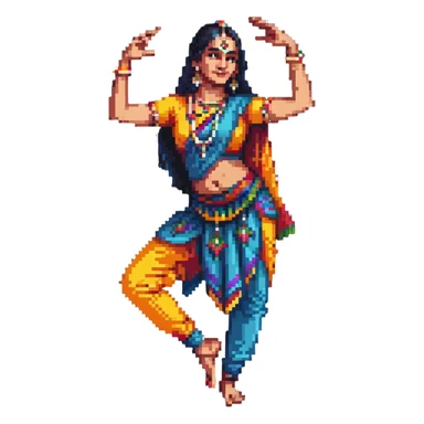 Indian dancer with expressive hand gestures, bright costume sticker