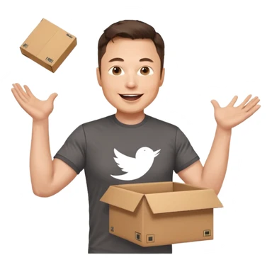 elon musk throwing amazon box in the air sticker
