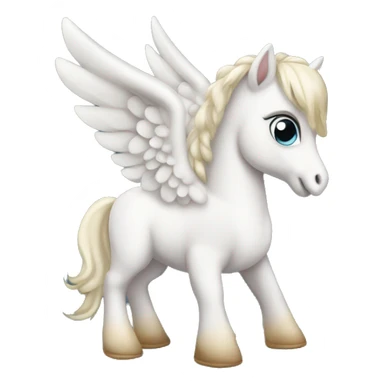 White crème Baby Pegasus sitting  sticker