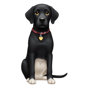 black lab with a white chest  sticker