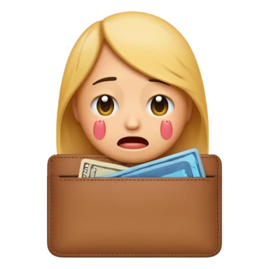 emoji that has no job and is crying with a open wallet and no money in it sticker
