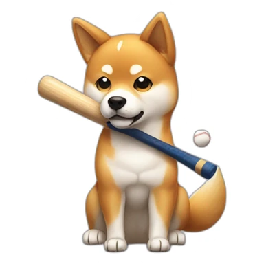 shiba inu holding a baseball bat, sitting sticker