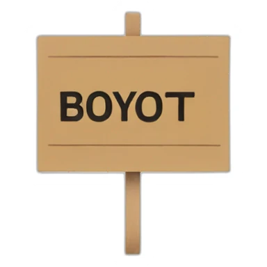 Placard with boycott written on it sticker