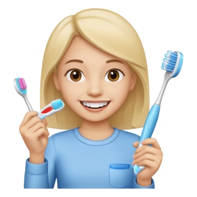 dentist girl with a toothbrush in one hand and a smiling tooth in the other sticker