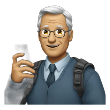 Un chauve tenant son téléphone sticker