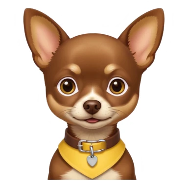 Chihuahua color chocolate con las patitas y pecho color café claro, un pequeño collar amarillo  sticker