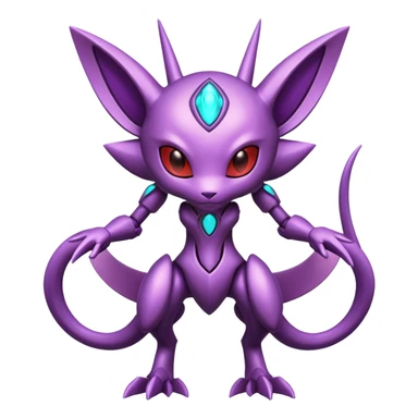 Futuristic armored cyber-Mewtwo-Sableye-Genesect-Deoxys-Espeon-alien-hybrid-fusion sticker