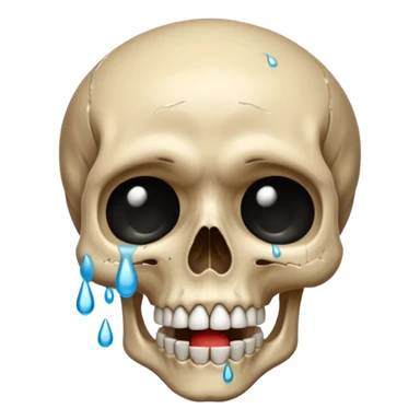 Skull crying loudly and a lot with lots of tears sticker