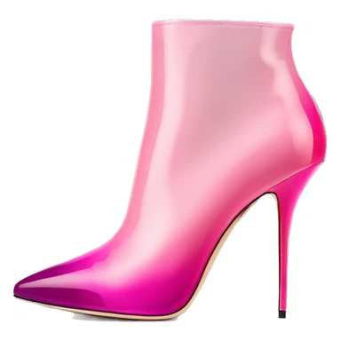 Realistic isolated too view of a pair of raspberry color to light pink ombre Jimmy Choo stiletto ankle bootie boots.  sticker