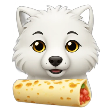 Arctic fox eating a cheese burrito sticker