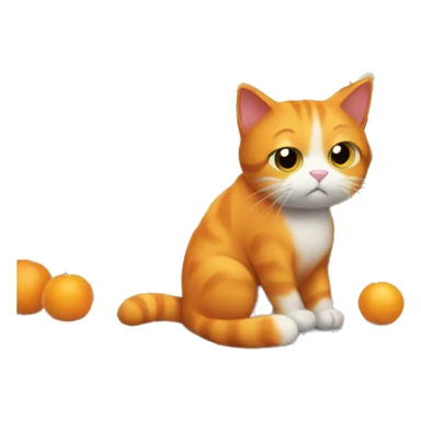 An orange cat sad putting items on a shelf in a grocery store sticker