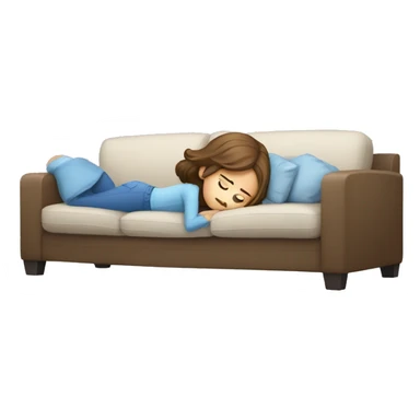 girl with brown hair and blue eyes who is lying on the couch is tired sticker