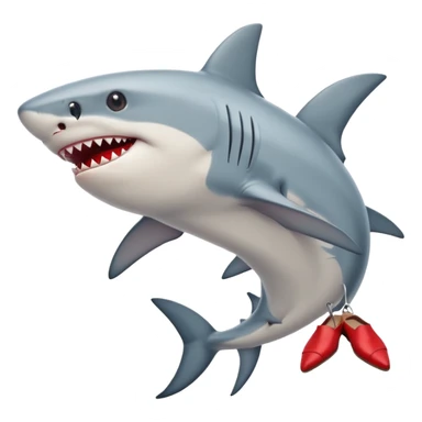 un requin avec des chausures rougr sticker