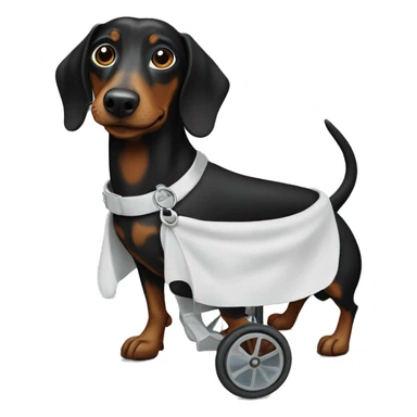 black weiner dog in wheelchair  sticker