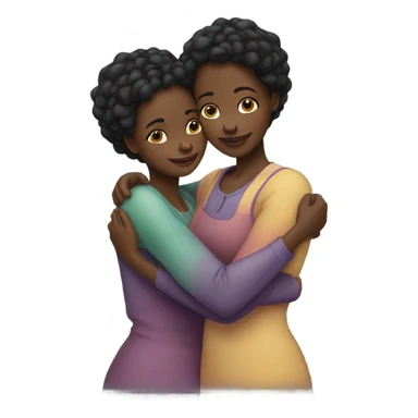 Black sisters hugging sticker