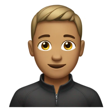 boy with light tanned skin, very short hair cut, no facial hair, wearing a smart quarter zip jumper. sticker