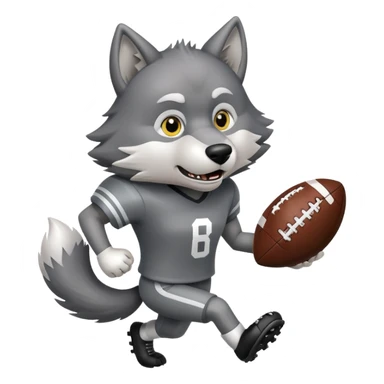Wolf playing football, holding a football sticker