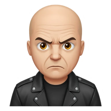 Angry bald man in a leather jacket sticker