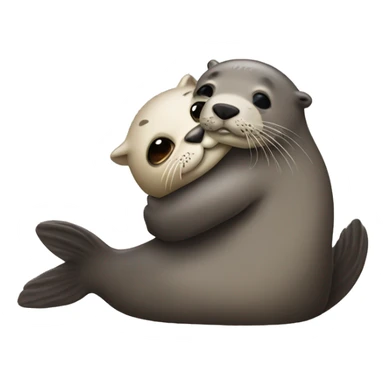 Seal hugging otter sticker