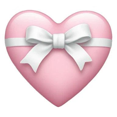 light pink heart with a small white bow on the front sticker