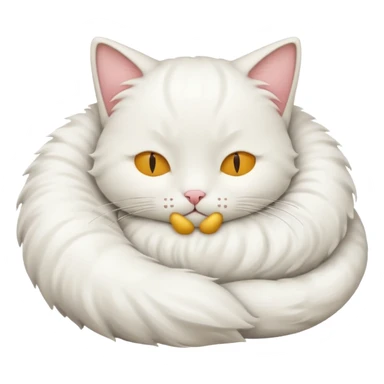 emoji of white sleeping cat with a tail hanging down sticker