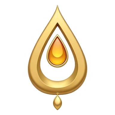 A simple golden tilak symbol with a central vertical drop shape and two curved lines on the sides forming a symmetric U-shape. sticker