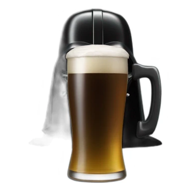 Dark vader play vidéo game with a beer sticker