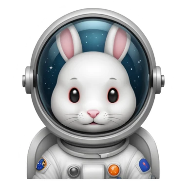 dark hite rabbit astronaut sticker