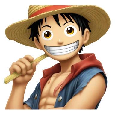 One piece anime luffy holding straw hat in his head  sticker