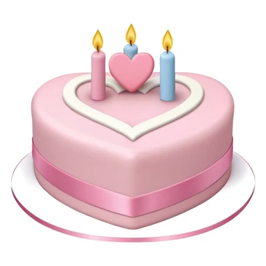 heart shaped birthday cake, pastel pink and white colors mixed, cute and simple design, ribbon decoration, no candle sticker
